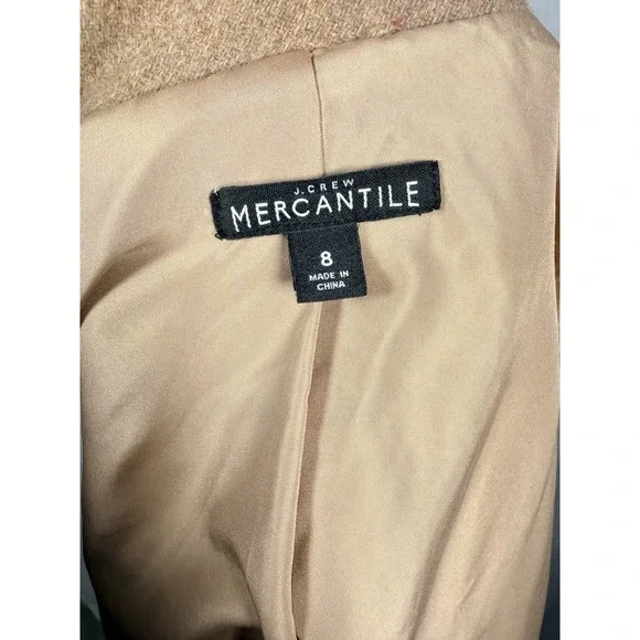 J.Crew Mercantile City Wool Blend Coat Size 8 Camel Tan Funnel Collar - Picture 9 of 13
